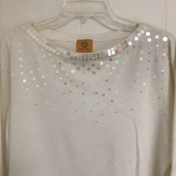 Ruby Rd. Knit sequined top. Medium - Picture 3 of 4